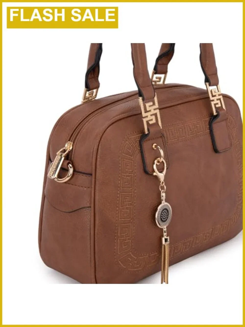 Vegan Leather Satchel Handbag Crossbody with Detachable Strap